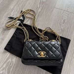 Chanel Black Quilted Lambskin Flap Bag Gold Hardware